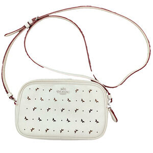 Coach Butterfly Perforated Leather Crossbody Sling Bag Chalk